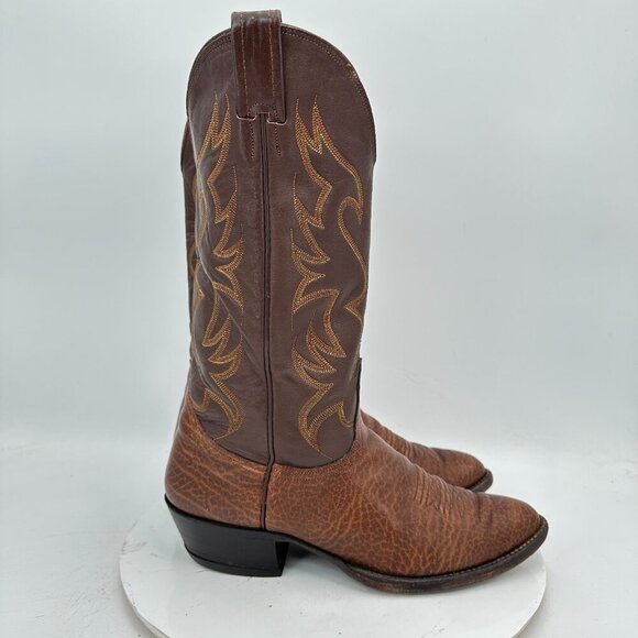 Nocona Men Size 9D Brown Leather Pull On Cowboy Western Boot - Picture 4 of 14